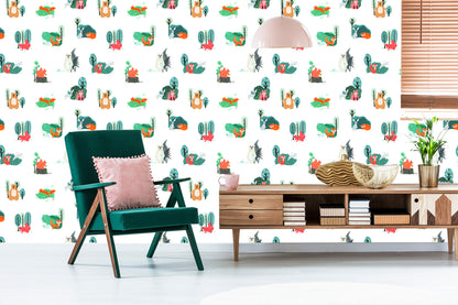 Wallpaper For Children, Animals In The Scandinavian Style