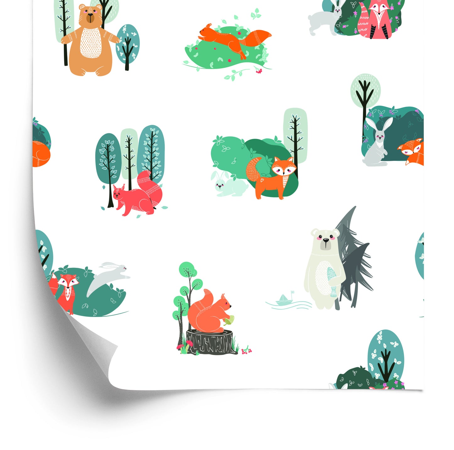 Wallpaper For Children, Animals In The Scandinavian Style