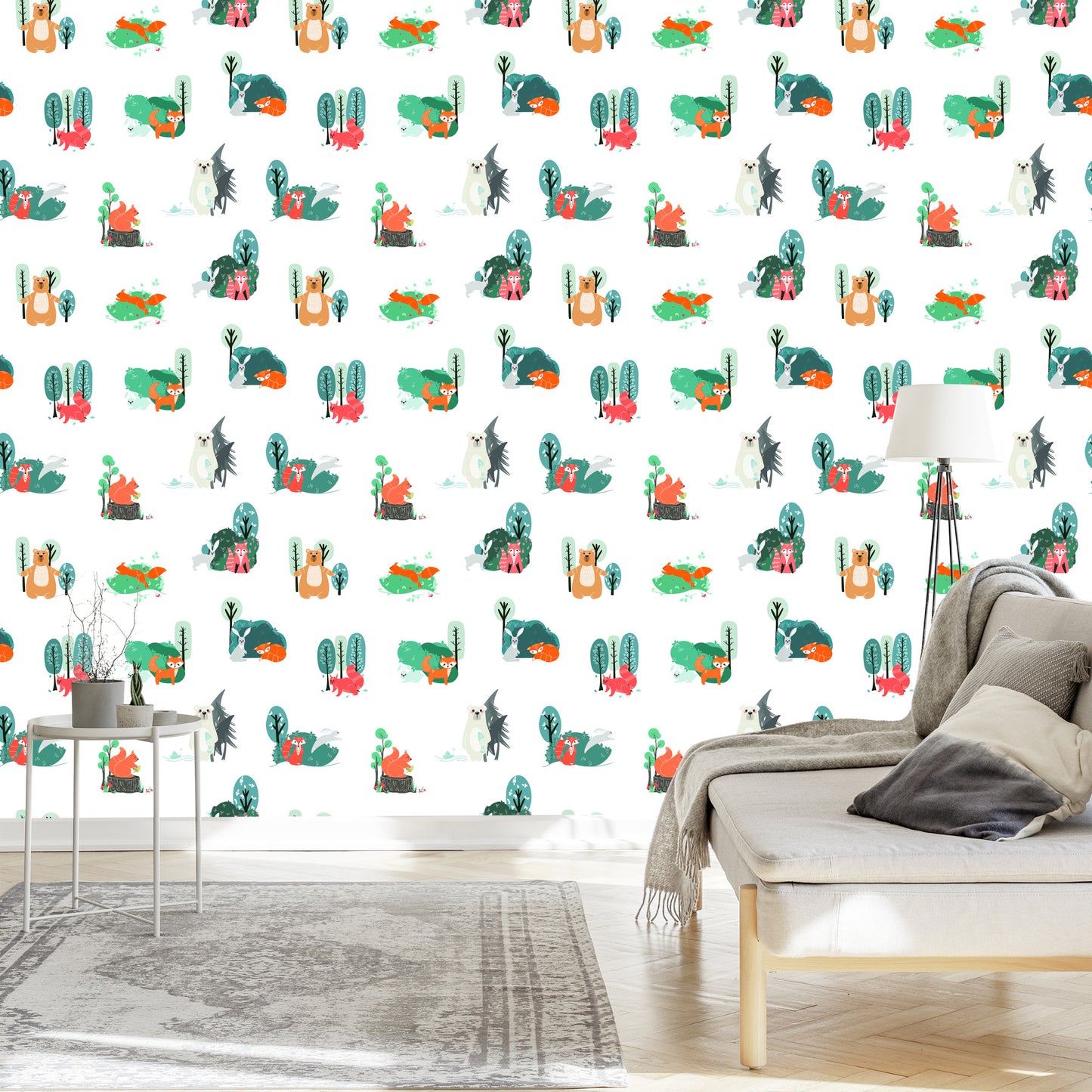 Wallpaper For Children, Animals In The Scandinavian Style