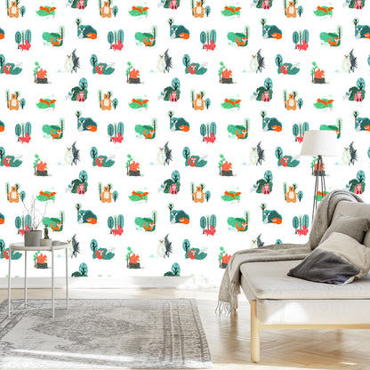 Wallpaper For Children, Animals In The Scandinavian Style