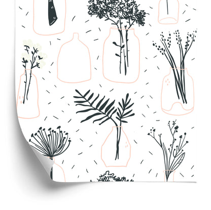 Wallpaper For The Office Of Plants, Flowers, Scandinavian Style