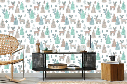 Wallpaper Deer For Children In The Scandinavian Style