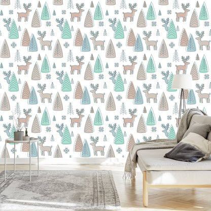 Wallpaper Deer For Children In The Scandinavian Style