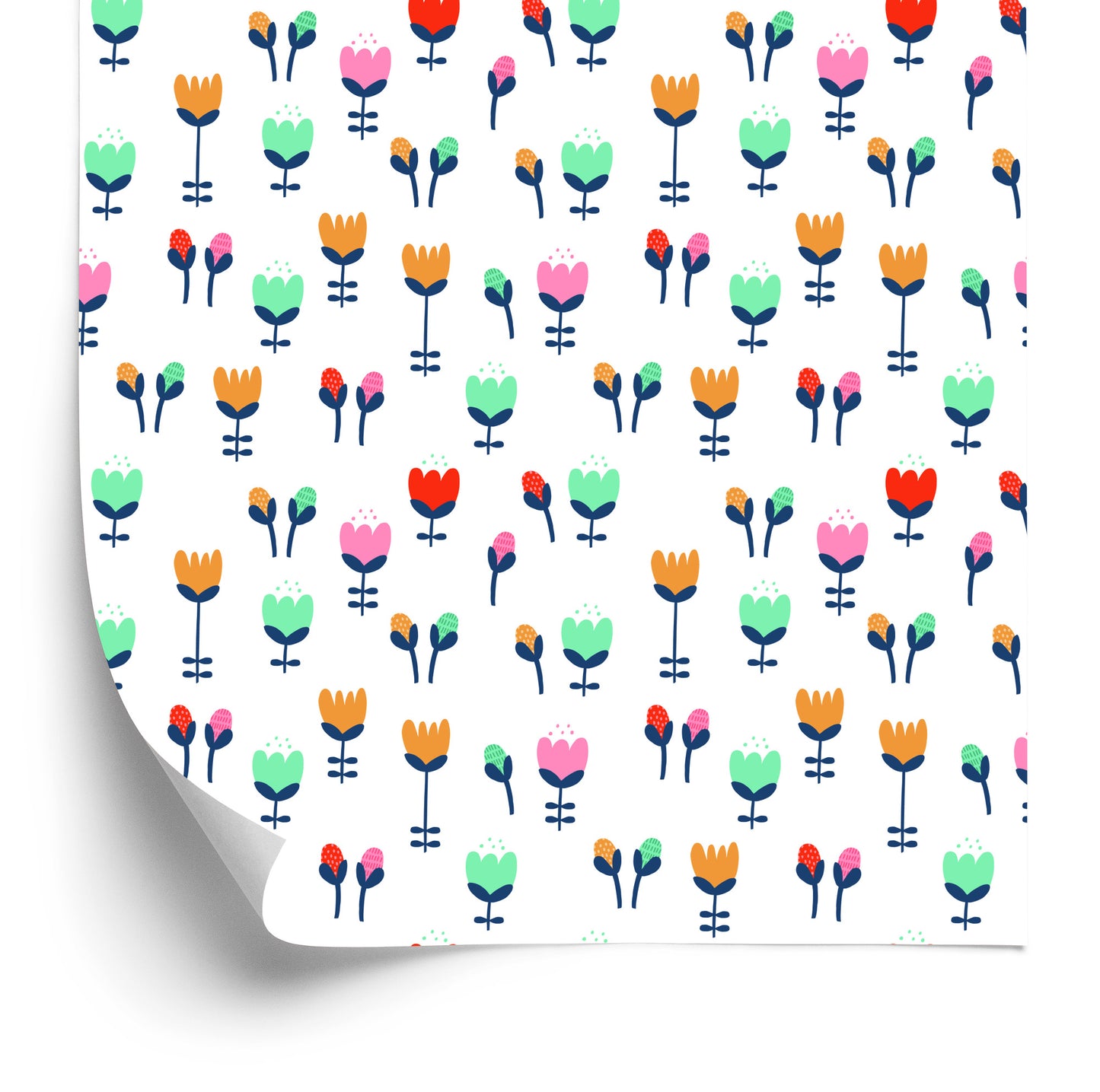 Wallpaper Tulips For Children In Scandinavian Style