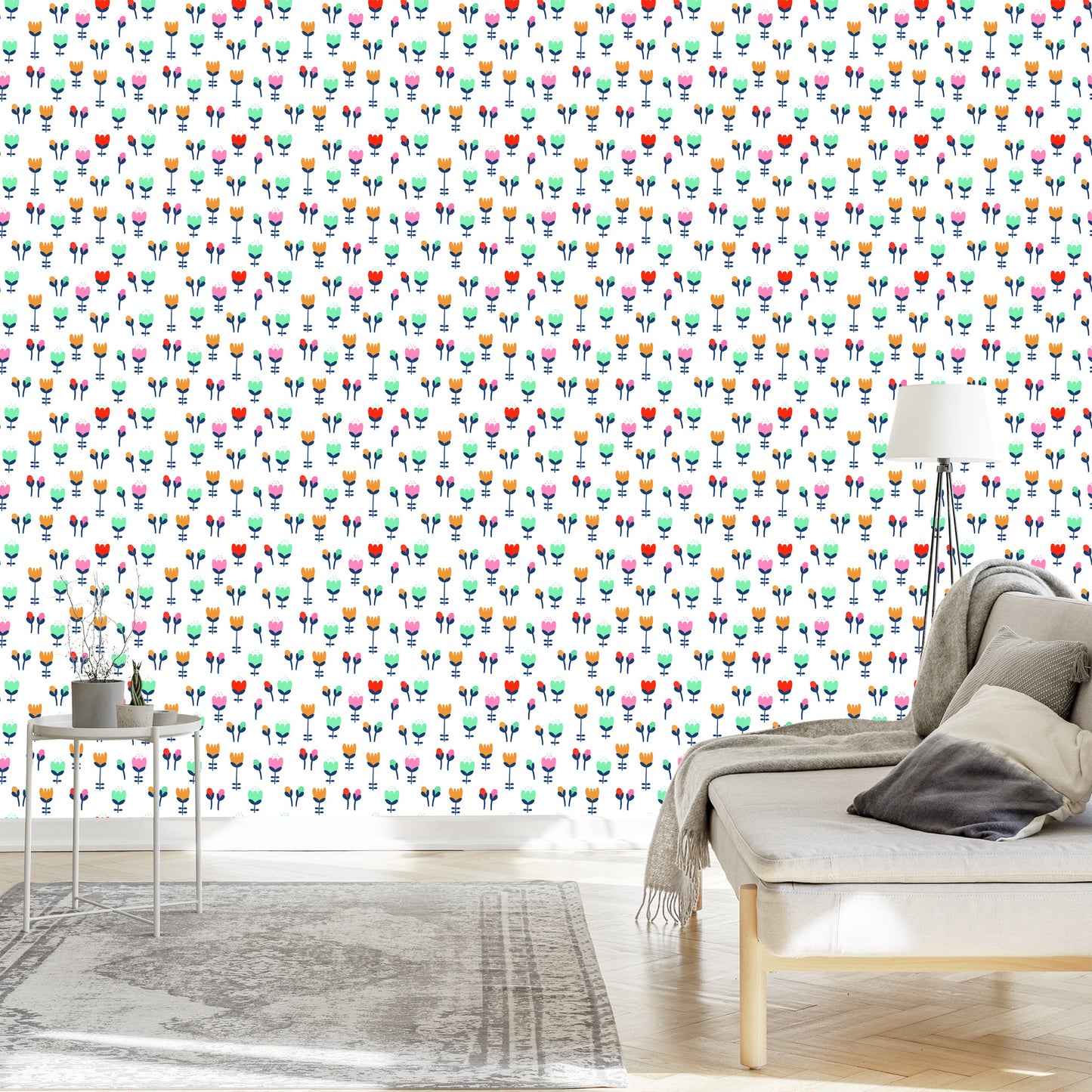 Wallpaper Tulips For Children In Scandinavian Style