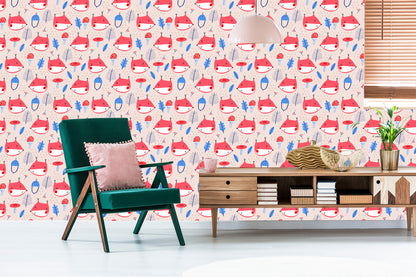 Wallpaper For Children, Fox Leaves. Scandinavian Style