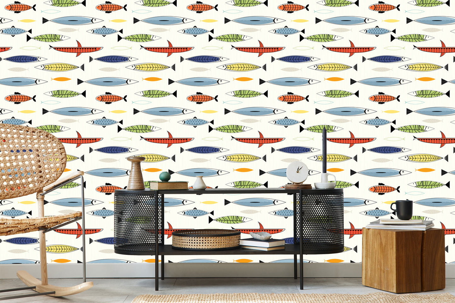 Wallpaper Fish In Scandinavian Style Children's Room