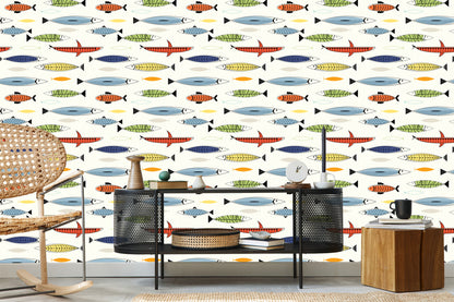 Wallpaper Fish In Scandinavian Style Children's Room
