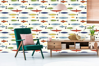 Wallpaper Fish In Scandinavian Style Children's Room