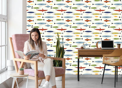 Wallpaper Fish In Scandinavian Style Children's Room