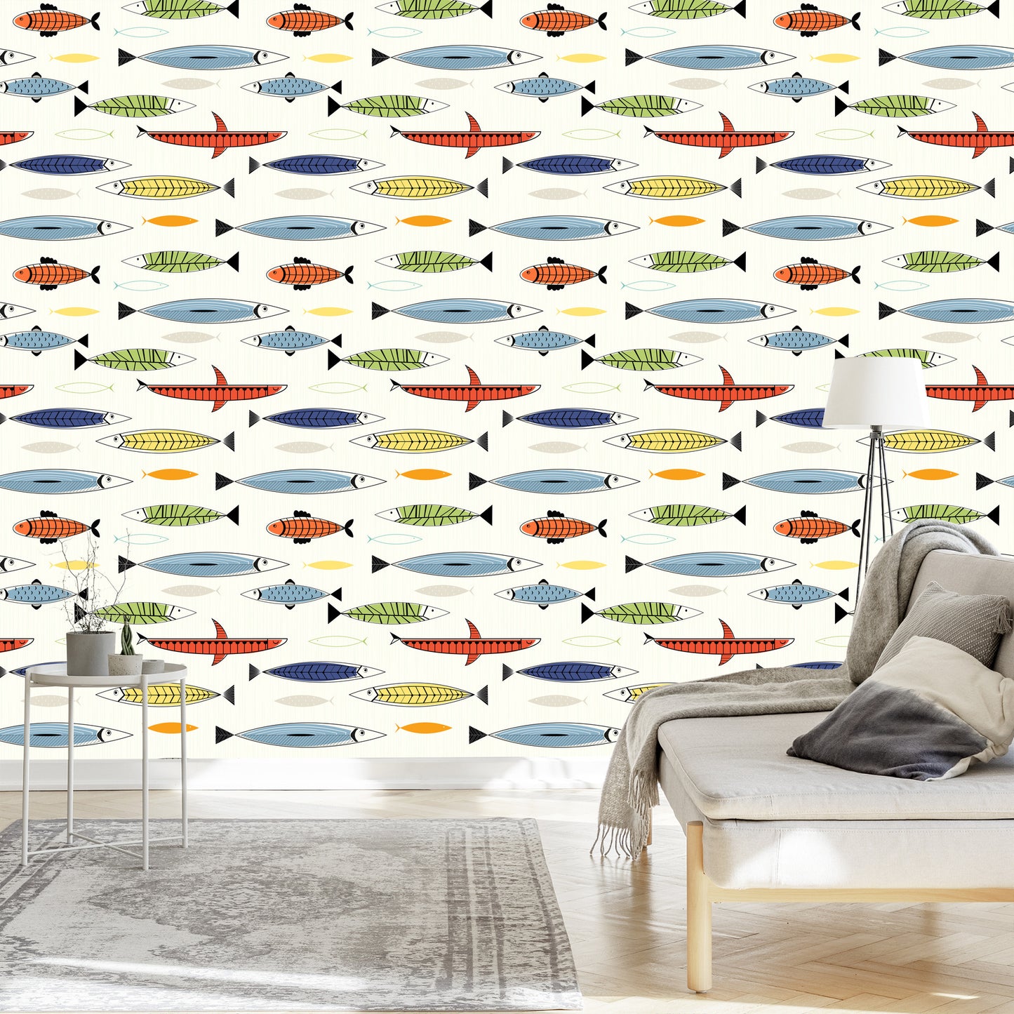 Wallpaper Fish In Scandinavian Style Children's Room