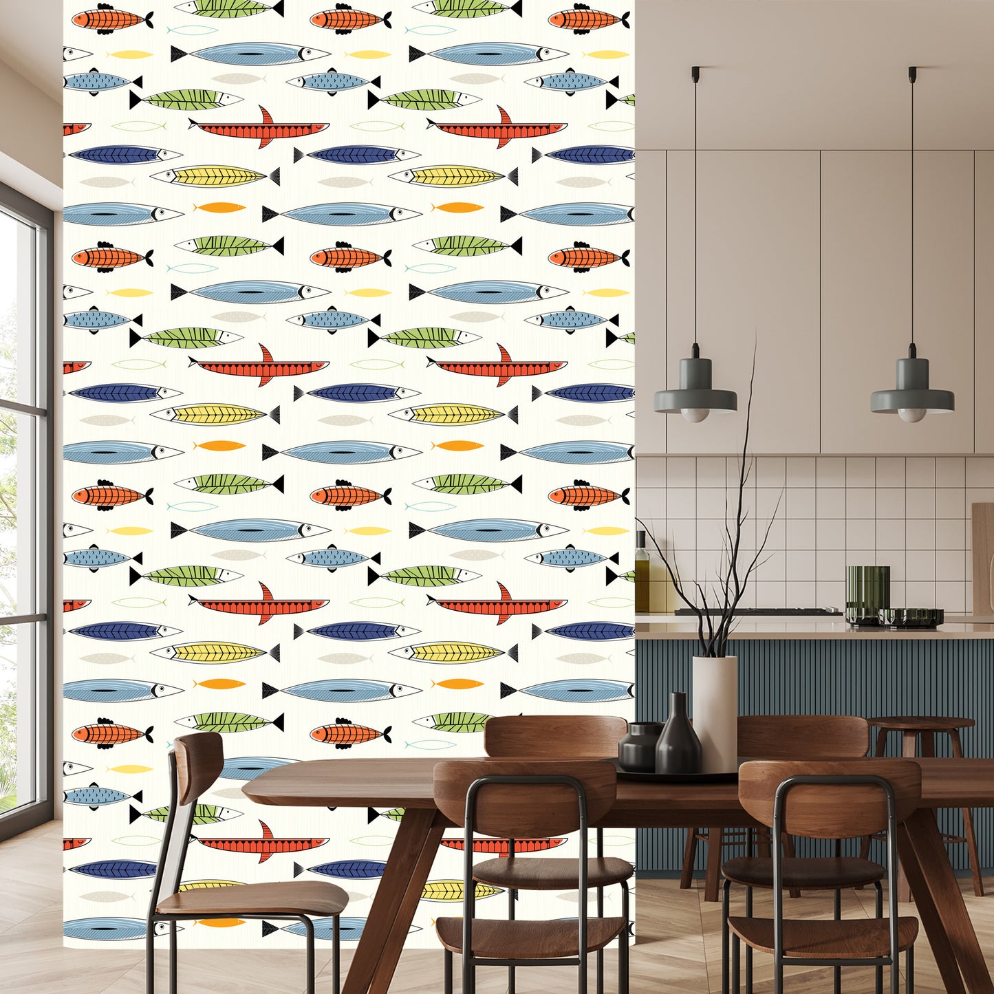 Wallpaper Fish In Scandinavian Style Children's Room