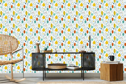Wallpaper Leaves For Children In Scandinavian Style