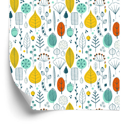 Wallpaper Leaves For Children In Scandinavian Style