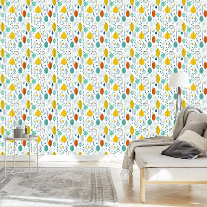 Wallpaper Leaves For Children In Scandinavian Style