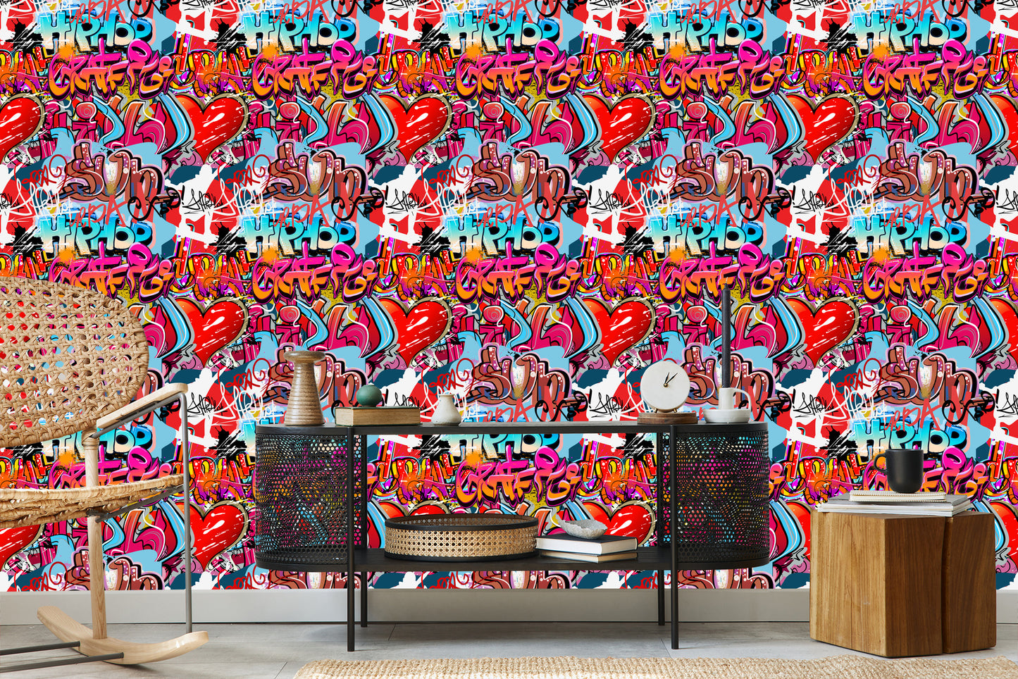 Wallpaper Graffiti With Shades Of Red