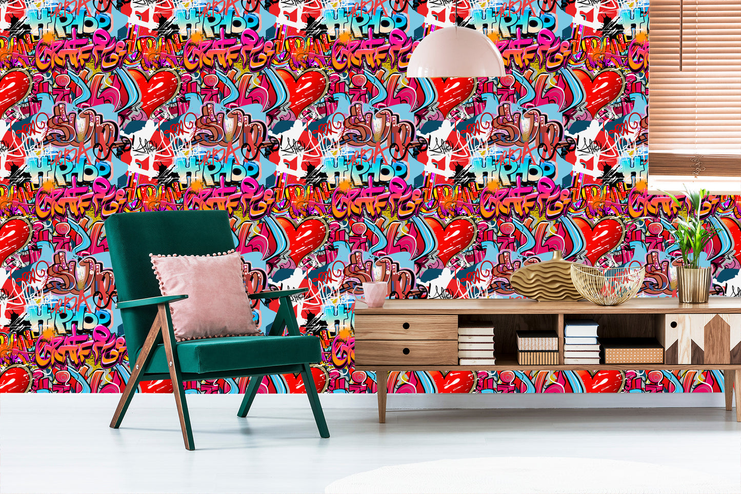 Wallpaper Graffiti With Shades Of Red