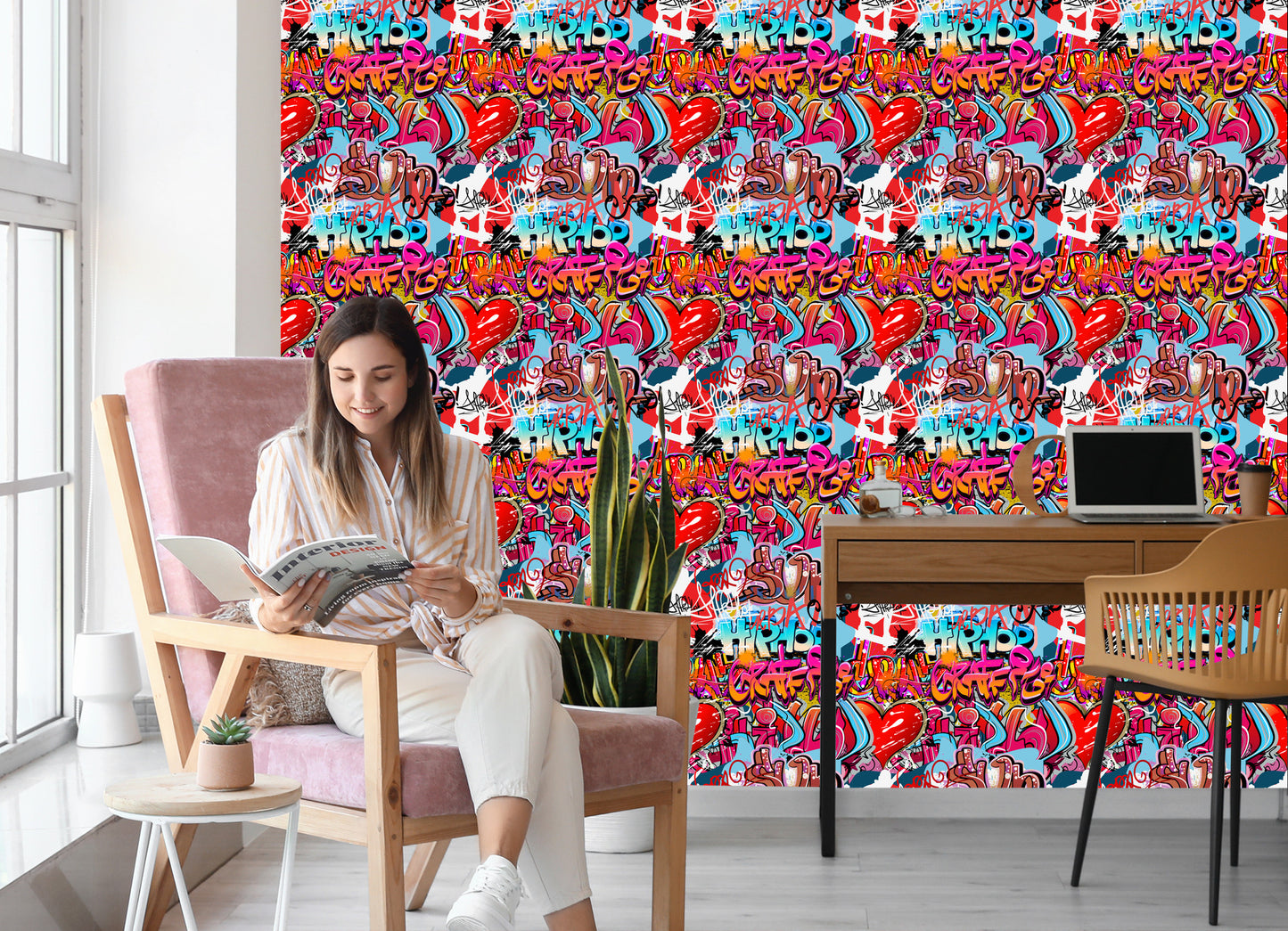 Wallpaper Graffiti With Shades Of Red