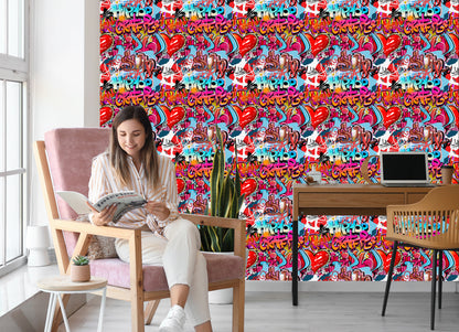 Wallpaper Graffiti With Shades Of Red