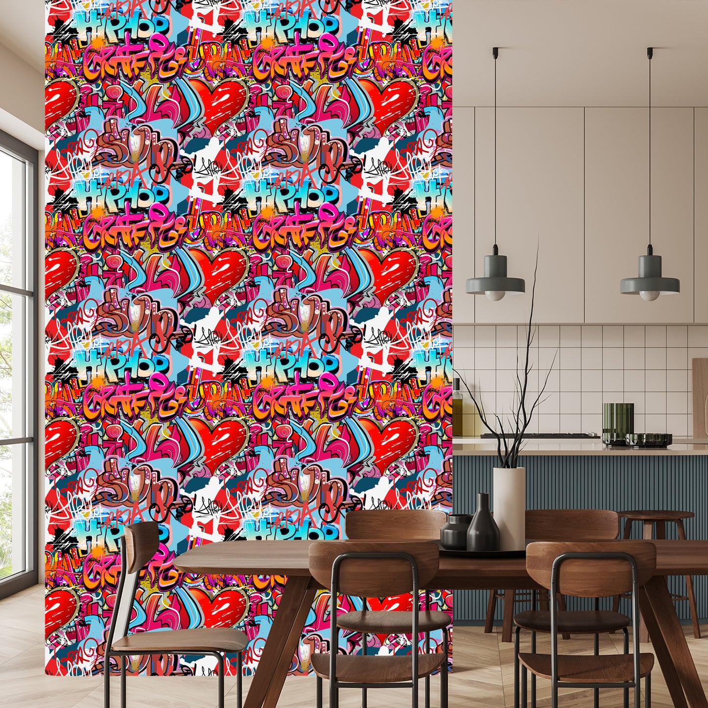 Wallpaper Graffiti With Shades Of Red