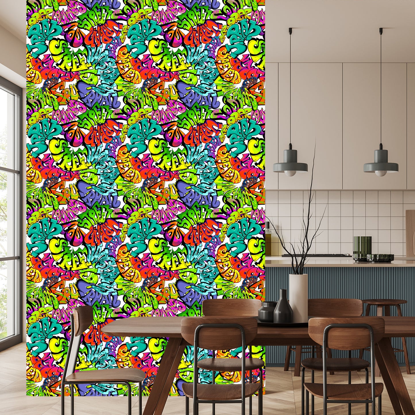 Wallpaper Multi-Colored Graffiti