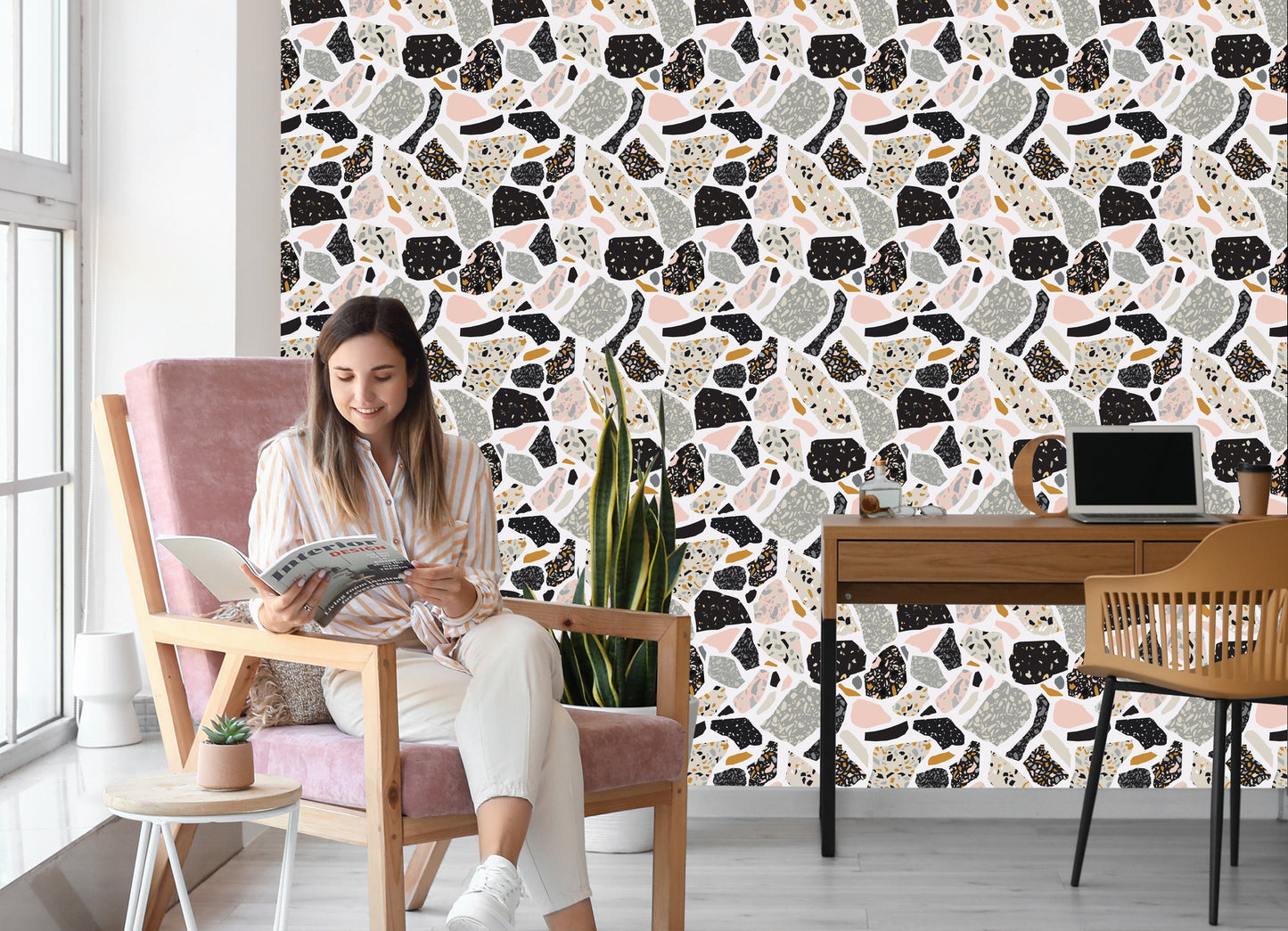 Wallpaper Terrazzo Geometric Abstraction