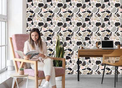 Wallpaper Terrazzo Geometric Abstraction