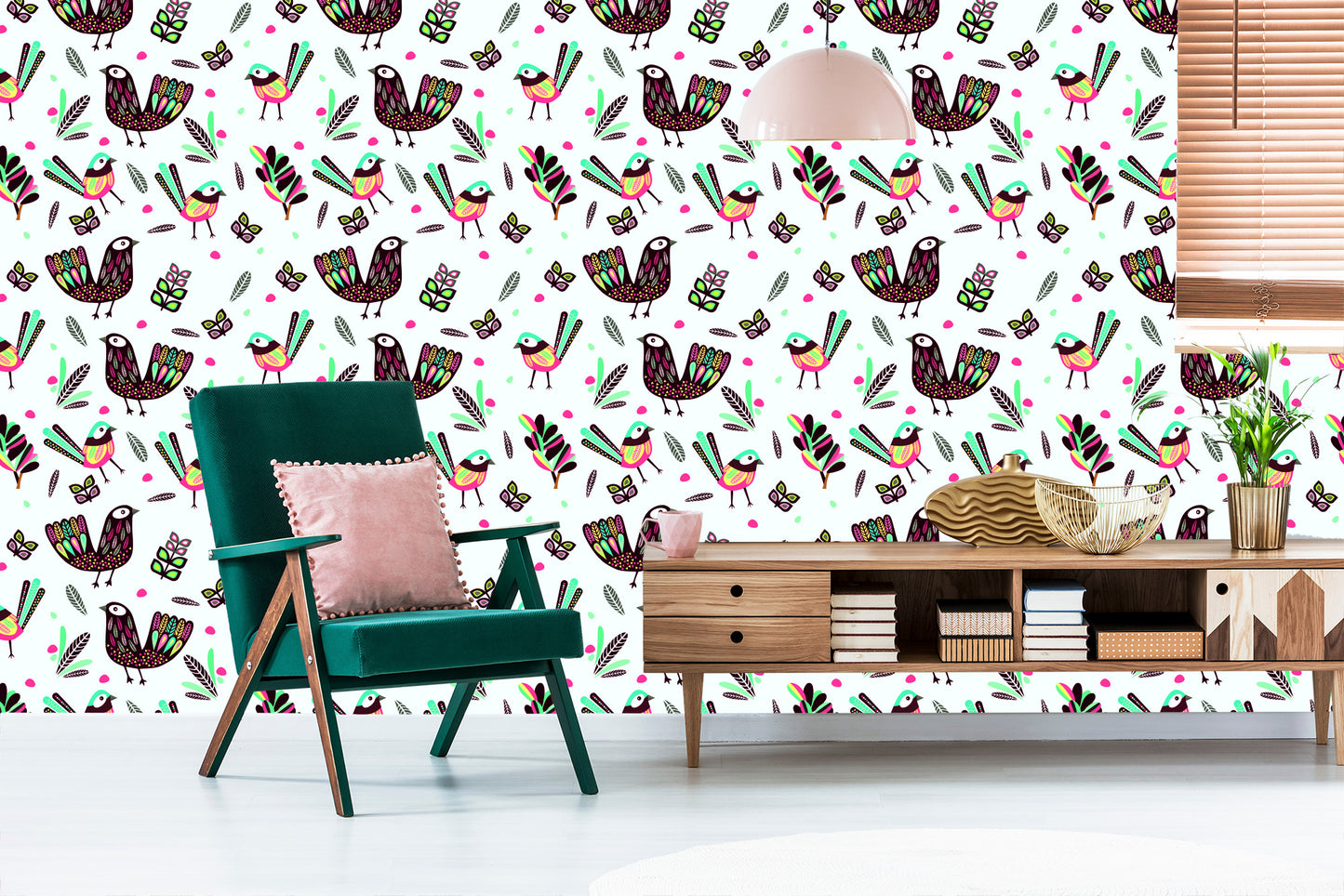 Wallpaper Boho Style Birds