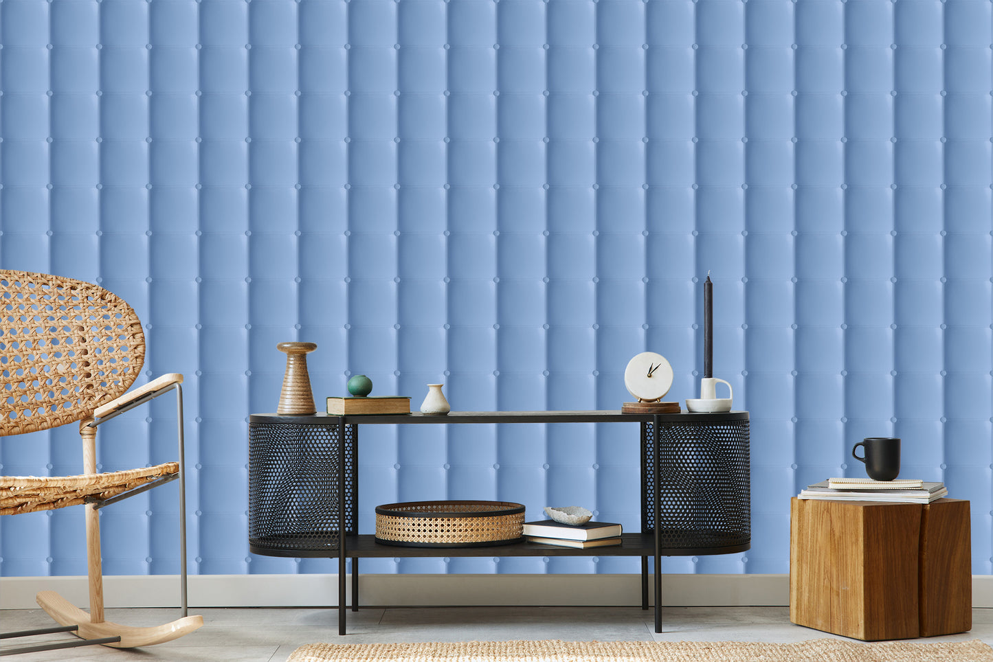 Wallpaper Blue Quilted Pattern
