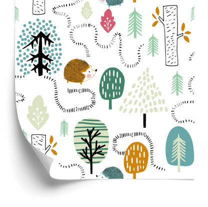 Wallpaper For Children - A Colorful Forest In The Scandinavian Style