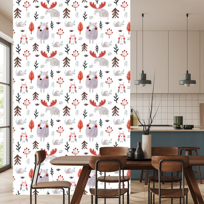Wallpaper For Children - Owl, Moose And Bear