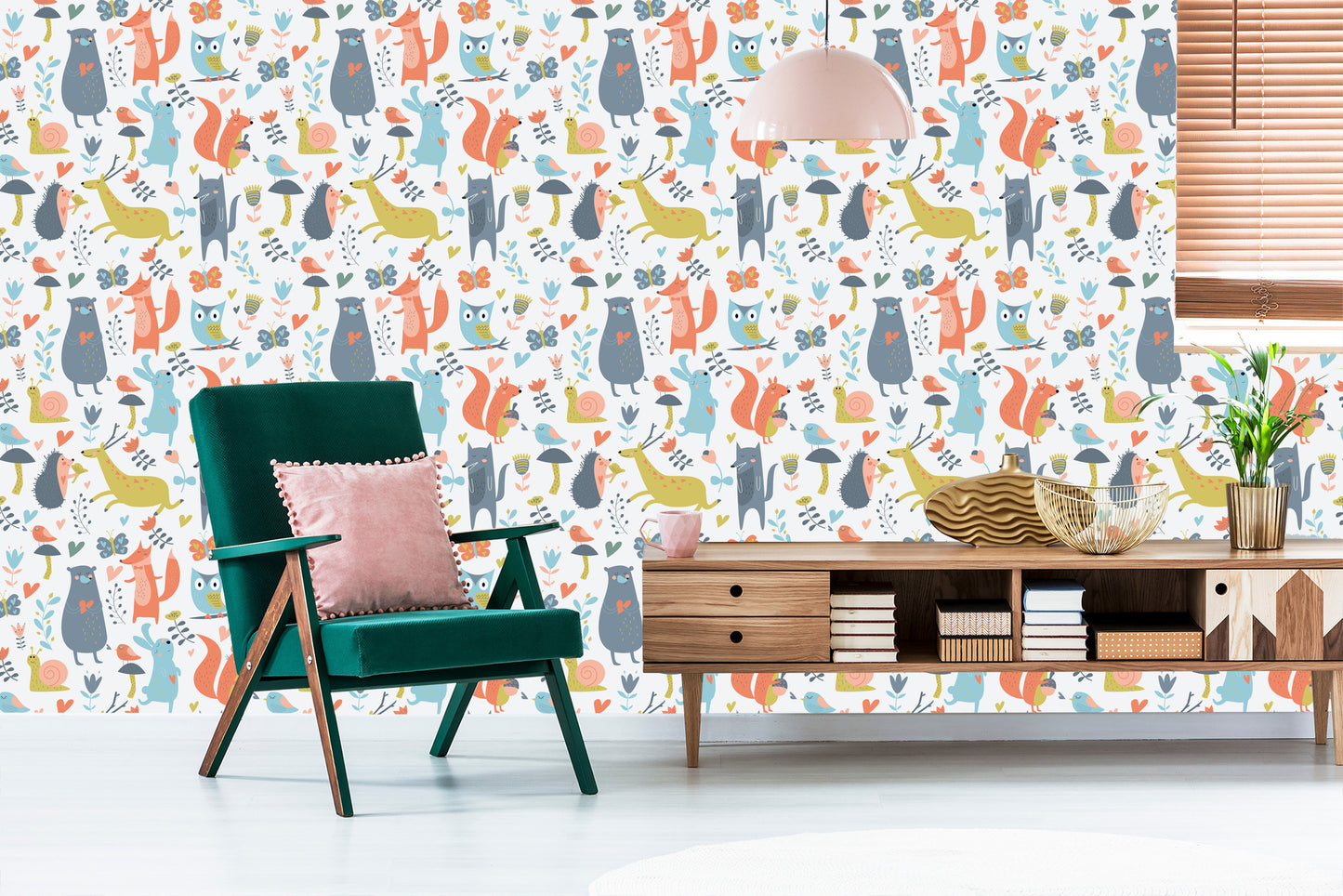 Wallpaper For Children - Forest Animals In Love