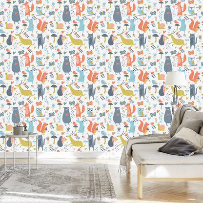 Wallpaper For Children - Forest Animals In Love