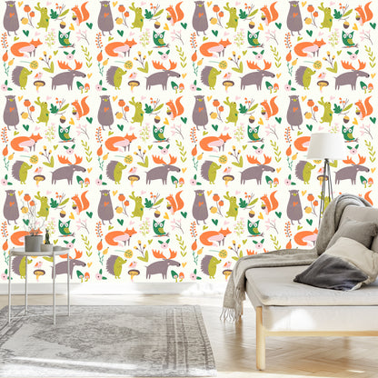 Wallpaper For Children - Happy Forest Animals