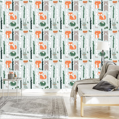 Wallpaper For Children - Joyful Forest Animals