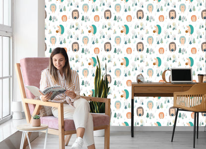Wallpaper For Children - Hedgehogs In The Forest