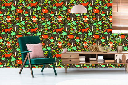 Wallpaper Painted Foxes In The Forest