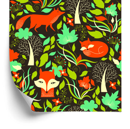 Wallpaper Painted Foxes In The Forest