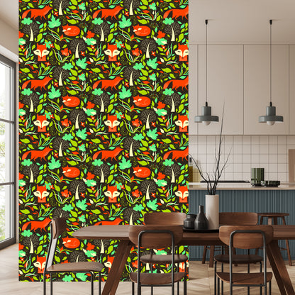 Wallpaper Painted Foxes In The Forest