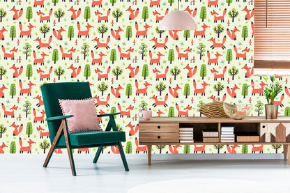 Wallpaper Happy Foxes In The Forest