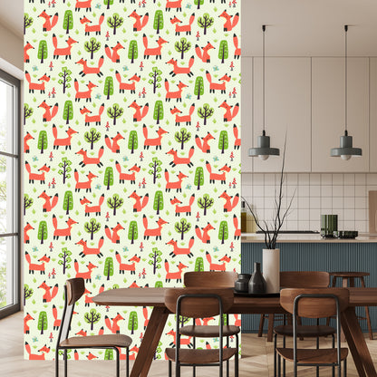 Wallpaper Happy Foxes In The Forest