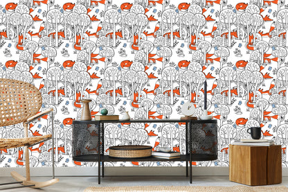 Wallpaper Smiling Foxes In The Forest