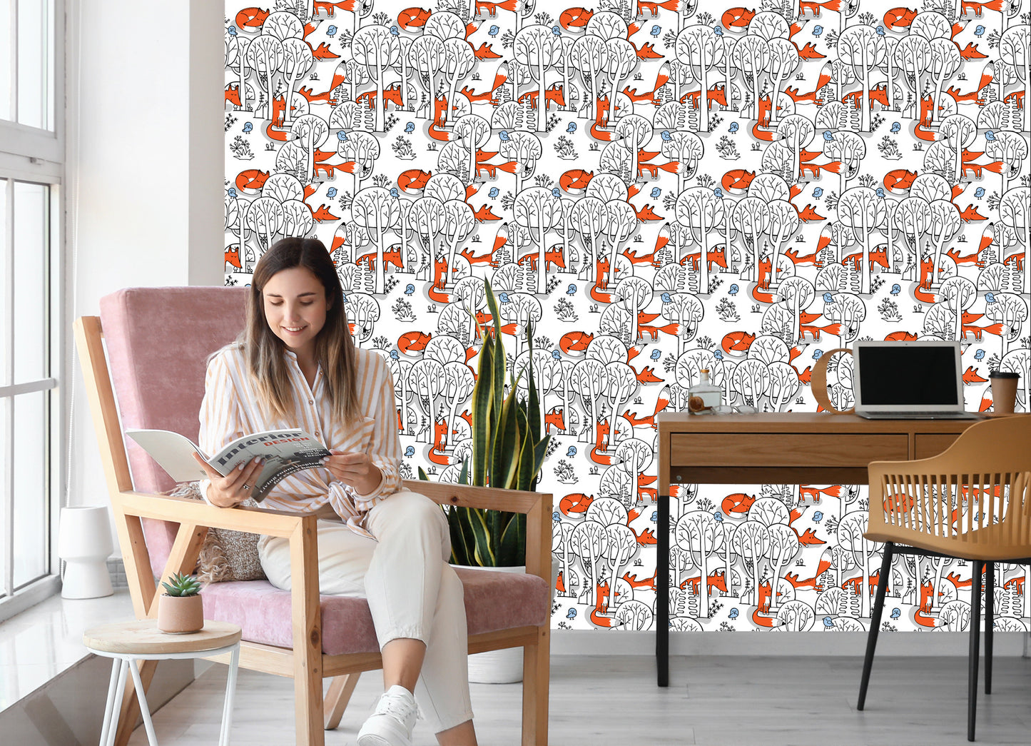 Wallpaper Smiling Foxes In The Forest
