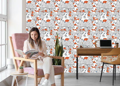 Wallpaper Smiling Foxes In The Forest