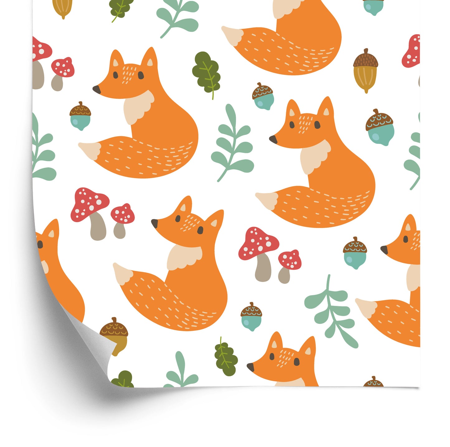 Wallpaper Minimalist Foxes With Leaves