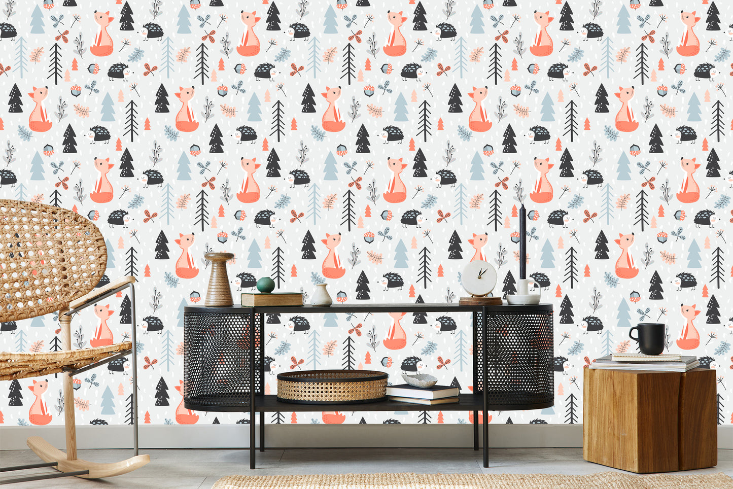 Wallpaper A Fox With A Hedgehog In The Forest