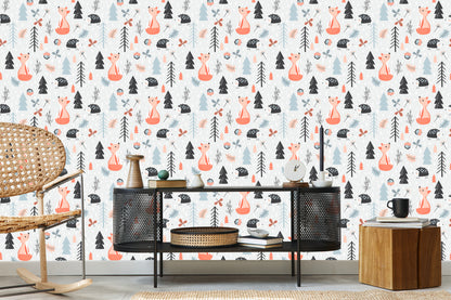 Wallpaper A Fox With A Hedgehog In The Forest