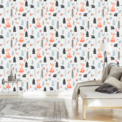 Wallpaper A Fox With A Hedgehog In The Forest