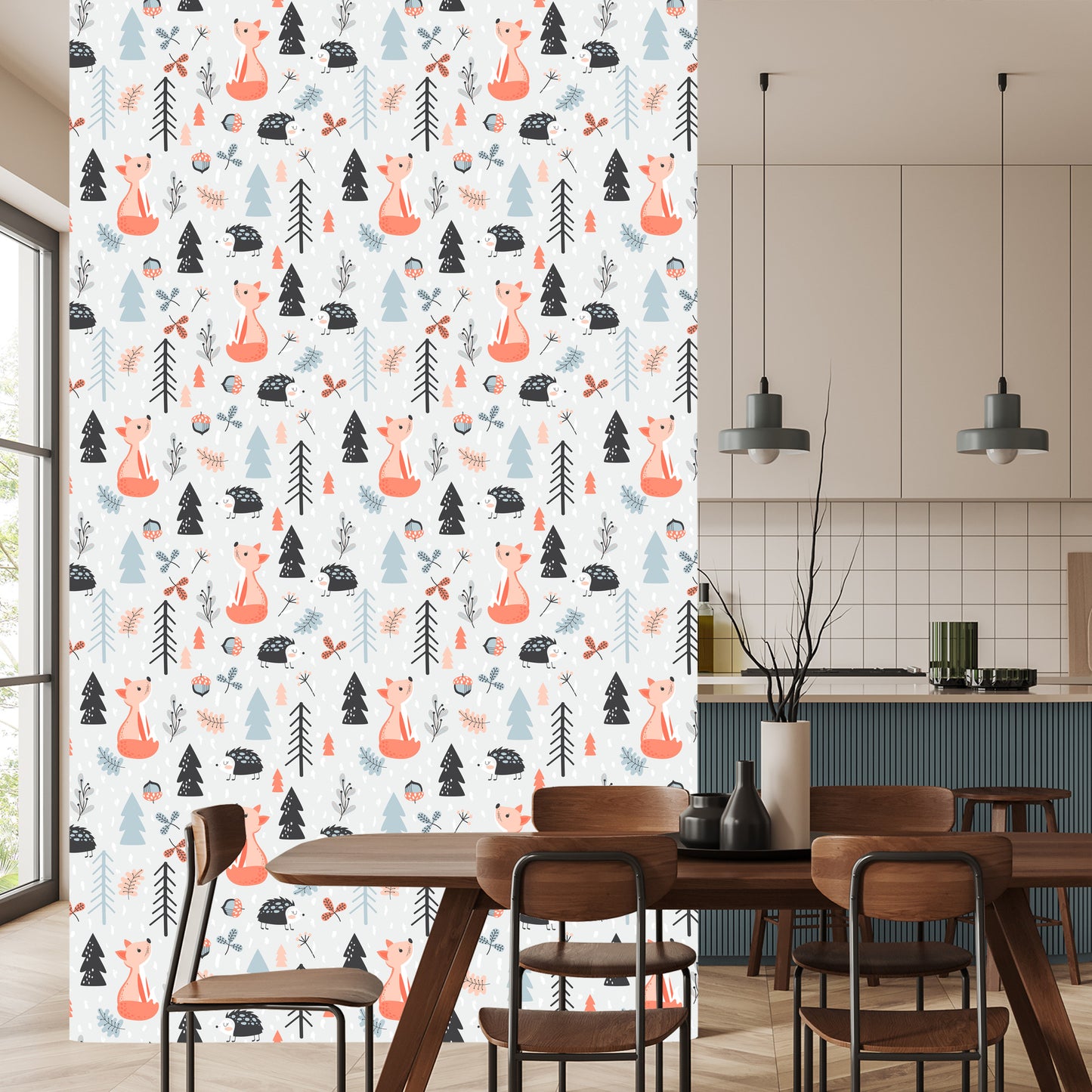Wallpaper A Fox With A Hedgehog In The Forest
