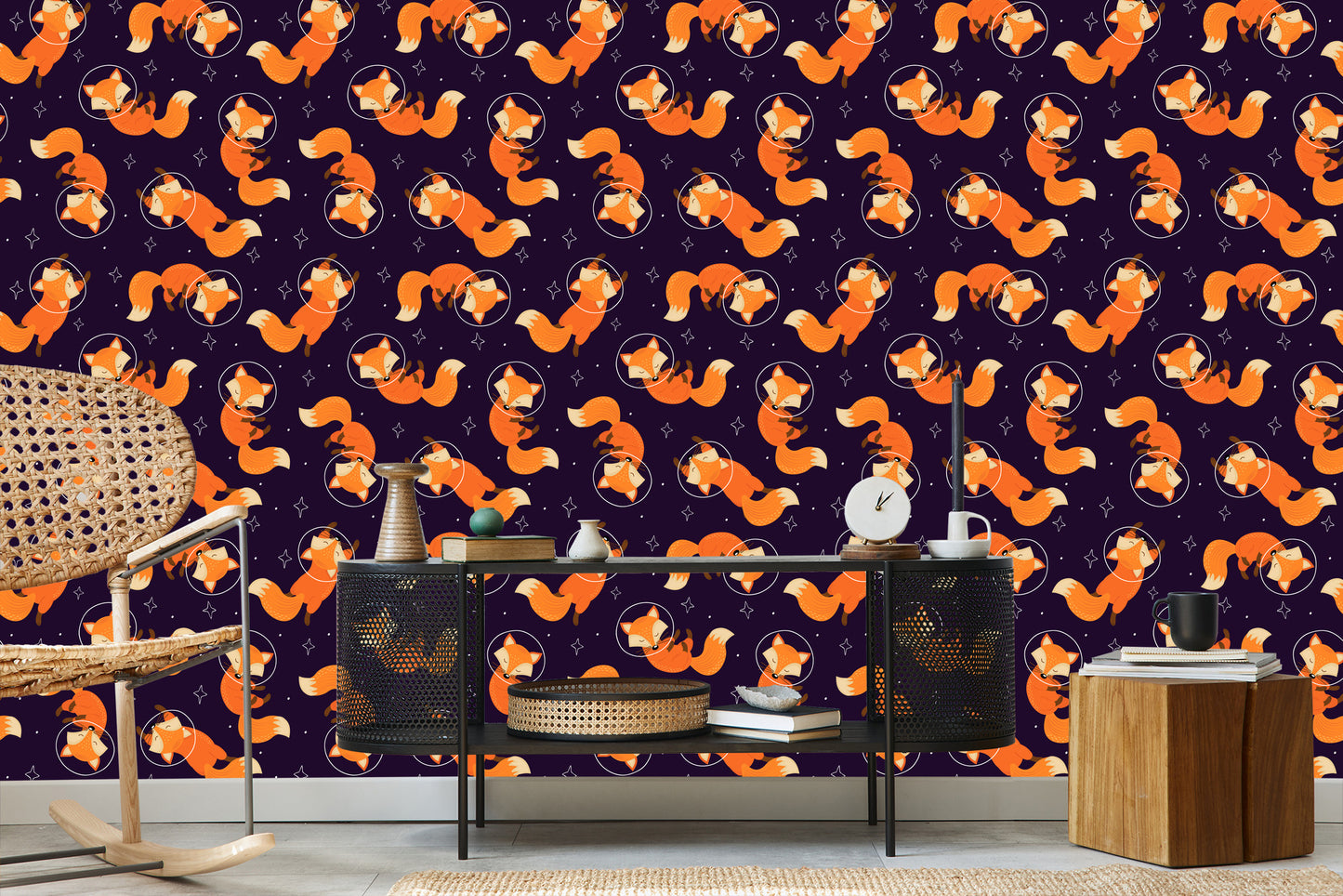 Wallpaper Foxes Astronauts